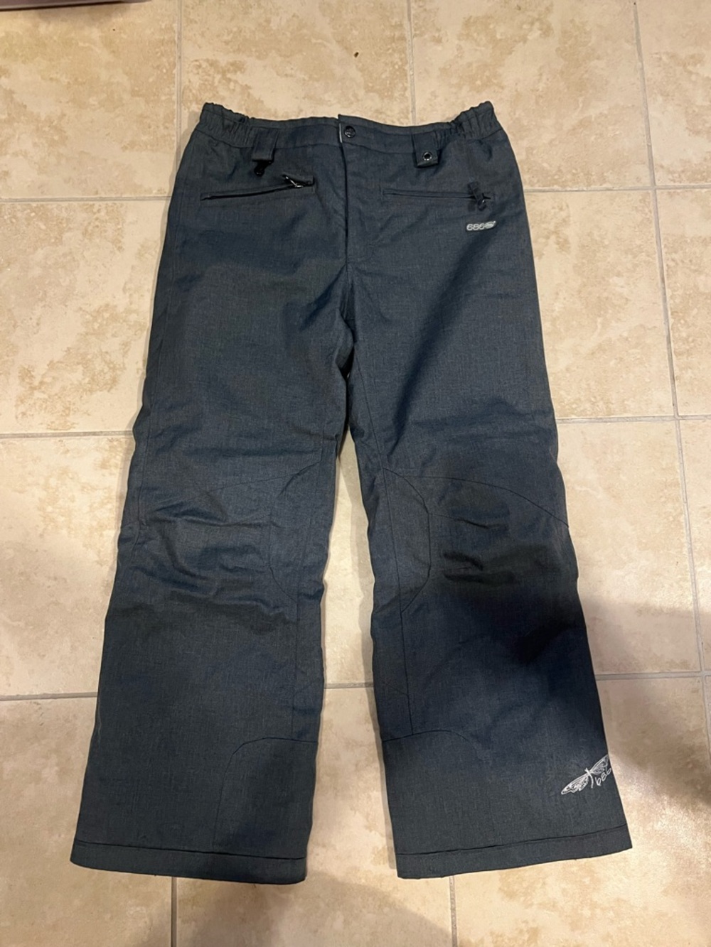 686 Youth Girls Black Ski Pants with Zippered Thigh Pocket